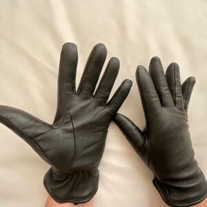 Charter Club Black Leather Women’s Gloves Wool Blend Lining Size L